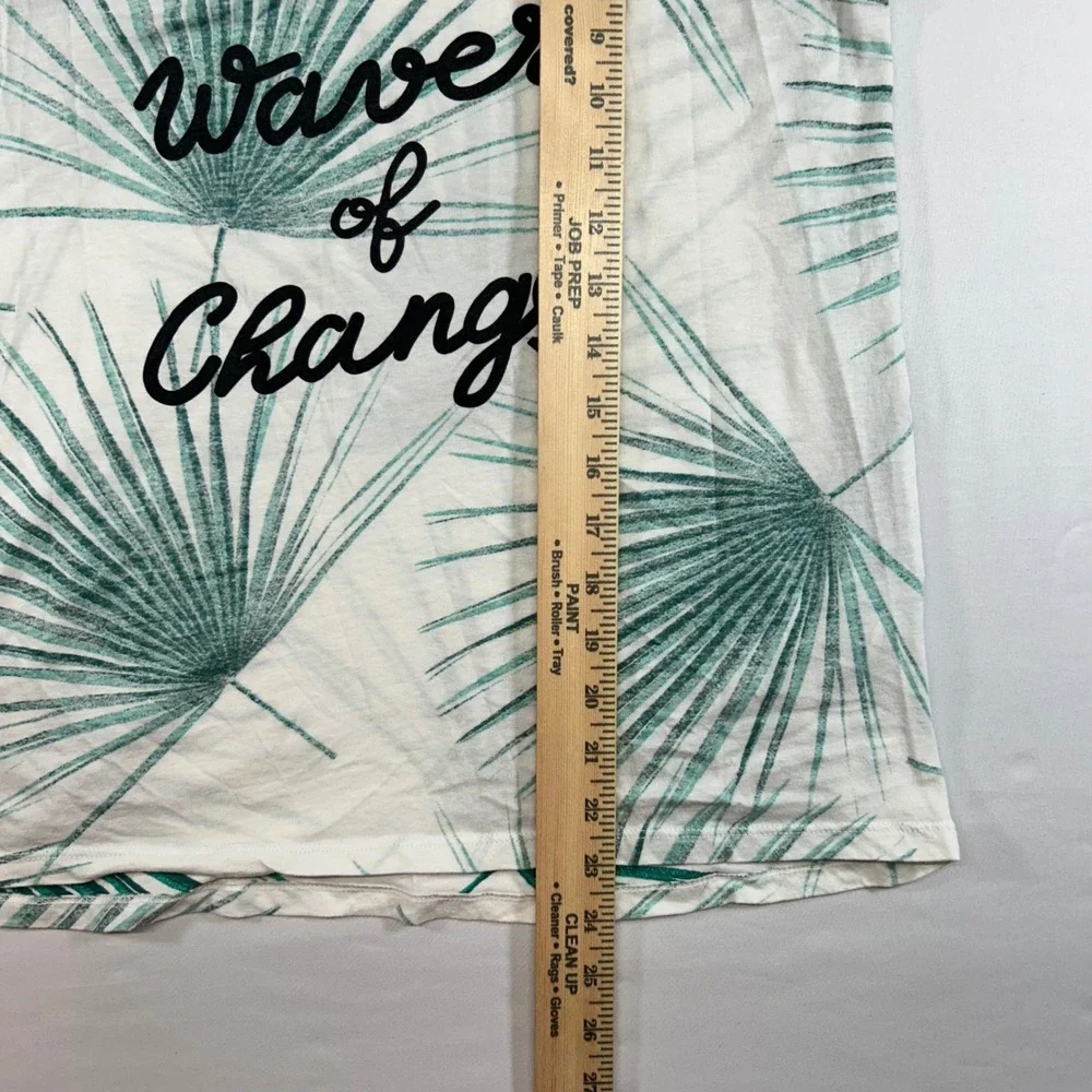 Roxy‎ Womens Medium White Green Palm Leaf Graphic Tank Top Waves of Change